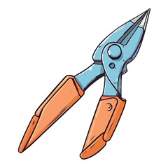 Sharp metal scissors cutting through steel