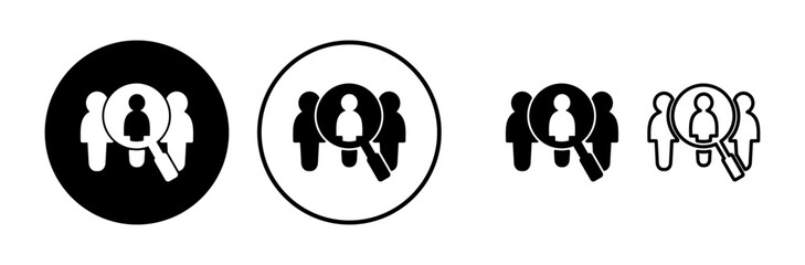 Hiring icon vector. search job vacancy icon. magnifying glass looking for people