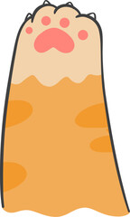 Cute ginger cat paw hand gesture finger love heart sign cartoon doodle hand drawing