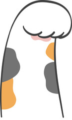 Cute calico cat paw hand gesture finger love heart sign cartoon doodle hand drawing