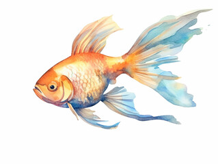 A Minimal Watercolor Painting of a Fish in Nature with a White Background | Generative AI