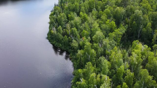 Flying over lakes and forest in Northern Minnesota.