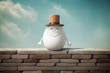 Humpty Dumpty egg sitting on a wall, Generative AI