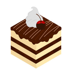 Illustration cartoon cute drawing of Sweet dessert cake with topping set cherry strawberry lemon orange chocolate matcha bluberry cream isolated for bekery cafe tea time birthday party wedding