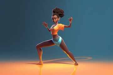 Fototapeta na wymiar woman dancing - illustration created with generative ai
