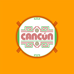 Cancun Mexico emblem Maya Aztec style design