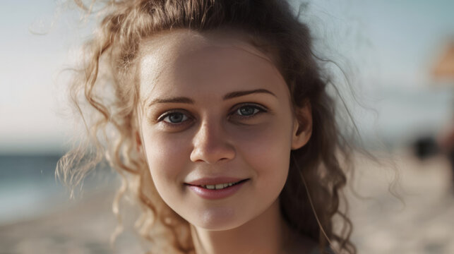 Smiling girl looking at the camera - close-up people photography - made with Generative AI tools