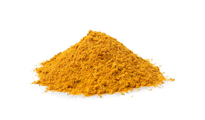 Heap of curry powder isolated on white