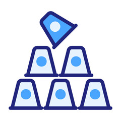 stack cups blue icon