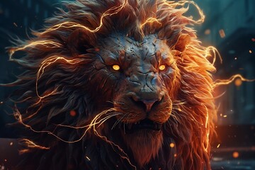 Portrait of hell fire lion