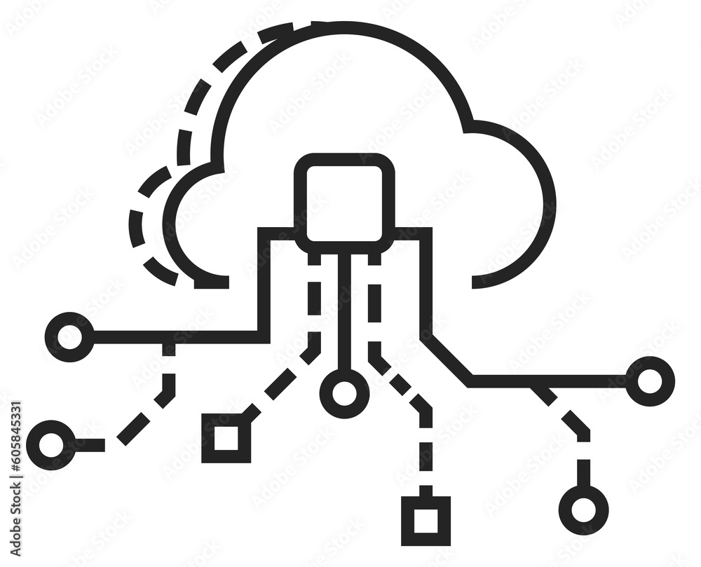 Wall mural Cloud service icon. Secure data storage symbol