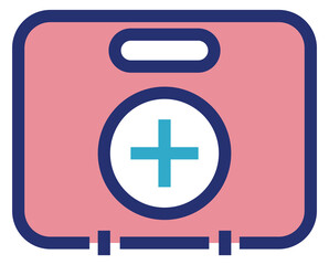 First aid kit icon. Color medical bag