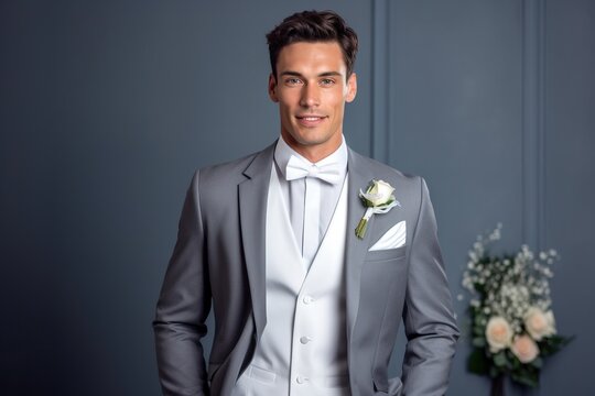 Portrait groom standing confident AI Generative