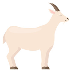 White goat icon. Cartoon farm livestock animal