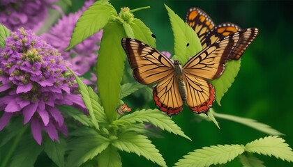 butterfly on the marijuana flower