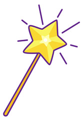 Magic wand icon. Color fantasy fairy stick