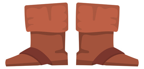 Leather boots icon. Nautical brown footwear pair