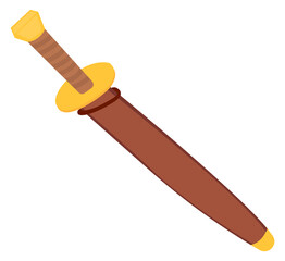 Sword in scabbard color icon. Dagger in leather sheath