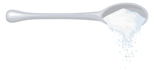 Spoon with white powder. Cooking ingredient cartoon icon