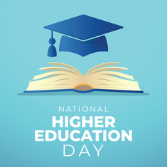 national higher education day. national higher education daybackground. graduation hat vector design. education vector illustration. - obrazy, fototapety, plakaty