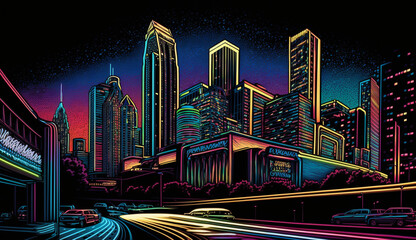 Futuristic Atlanta city, Georgia, Digital art, AI generative
