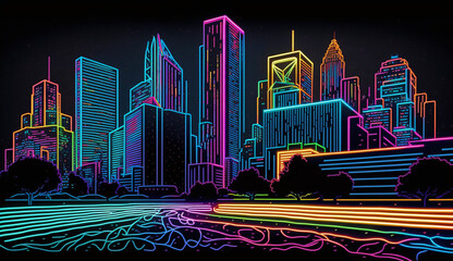 Futuristic Austin city, Texas, Digital art, AI generative
