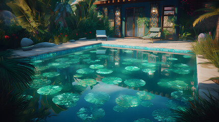 プールサイドの静けさ：魅惑的なリフレッシュメントのオアシス No.024 | Poolside Serenity: A Captivating Oasis of Refreshment Generative AI
