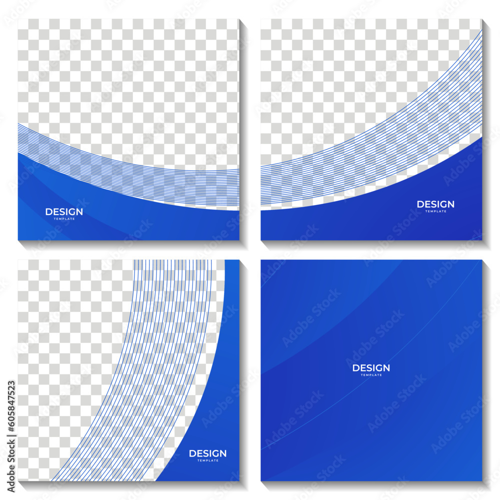 Poster set of abstract blue wave background with white space
