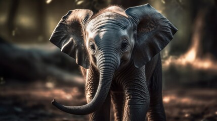 Naklejka na ściany i meble An adorable baby elephant. Generative AI. 