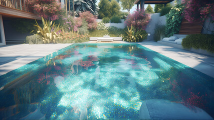 プールサイドの静けさ：魅惑的なリフレッシュメントのオアシス No.014 | Poolside Serenity: A Captivating Oasis of Refreshment Generative AI