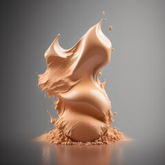 Liquid foundation splash element, fluid cosmetic cream 3d rendering - obrazy, fototapety, plakaty