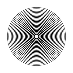 Concentric circle elements, spaced concentric circle, rings sound wave, line in a circle concept, black circular pattern. Radar screen concentric circle elements.