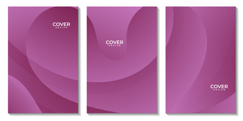 set of flyers with abstract pink wave gradient background