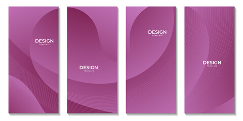set of brochures with abstract pink wave gradient background