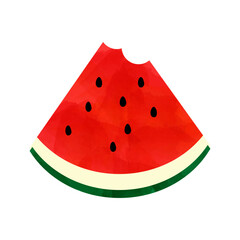 水彩風の食べかけのスライスされたスイカのイラスト