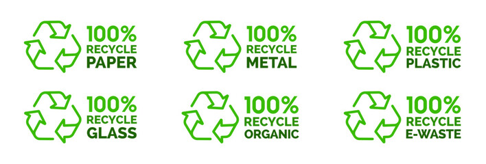 Set of symbols and signs for design of recycle label products