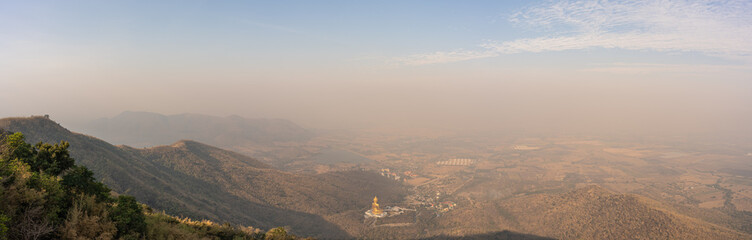 Mountain panorama at Khaowong Phrachan temple Lopburi Thailand.