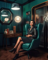 Obraz na płótnie Canvas Elegant woman sitting on a luxury chair - made with Generative AI tools