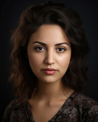 Naklejka premium Portrait shot of a young beautiful woman - made with Generative AI tools