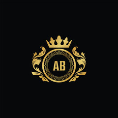 Luxury royal wing letter AA - AZ crest gold color logo vector image