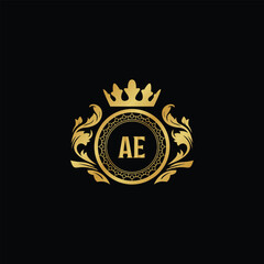 Luxury royal wing letter AA - AZ crest gold color logo vector image