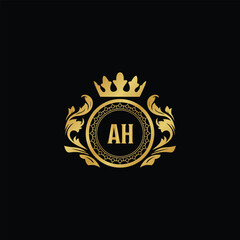 Luxury royal wing letter AA - AZ crest gold color logo vector image