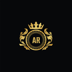 Luxury royal wing letter AA - AZ crest gold color logo vector image