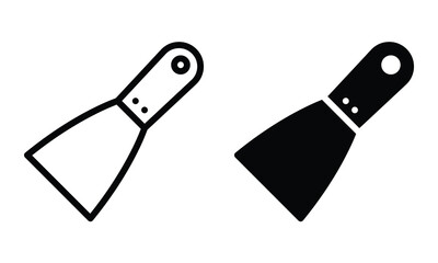 Putty knife icon with outline and glyph style.