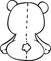 Cute Teddy Bear outline doodle hand drawing cartoon character.