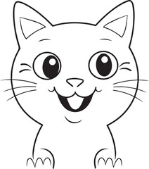 Fototapeta na wymiar Cute Cartoon Cat vector Illustration, Cat Coloring page for kids and adults. Print design, t-shirt design, tattoo design, mural art, cat mascot