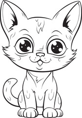 Fototapeta na wymiar Cute Cartoon Cat vector Illustration, Cat Coloring page for kids and adults. Print design, t-shirt design, tattoo design, mural art, cat mascot