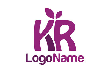 Letter KR and leaf concept. Very suitable for symbol, logo, company name, brand name, personal name, icon and many more.
