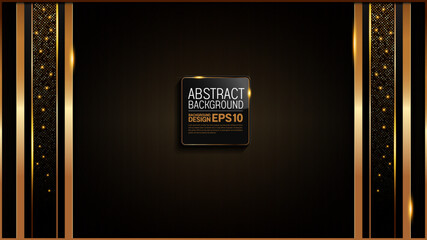 black gold background, golden light luxury image abstract, straight lines overlap layer shadow gradients space composition for banner, flyer cover layout, website template design