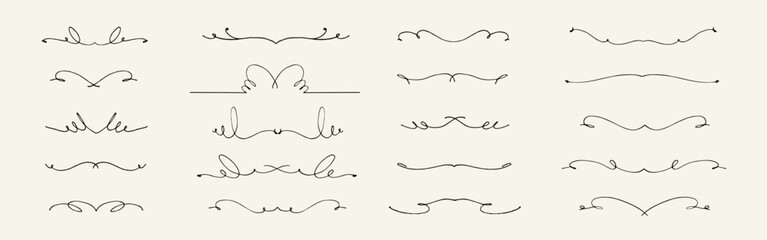 Signature hand drawn illustration. Set of luxury line art ornament